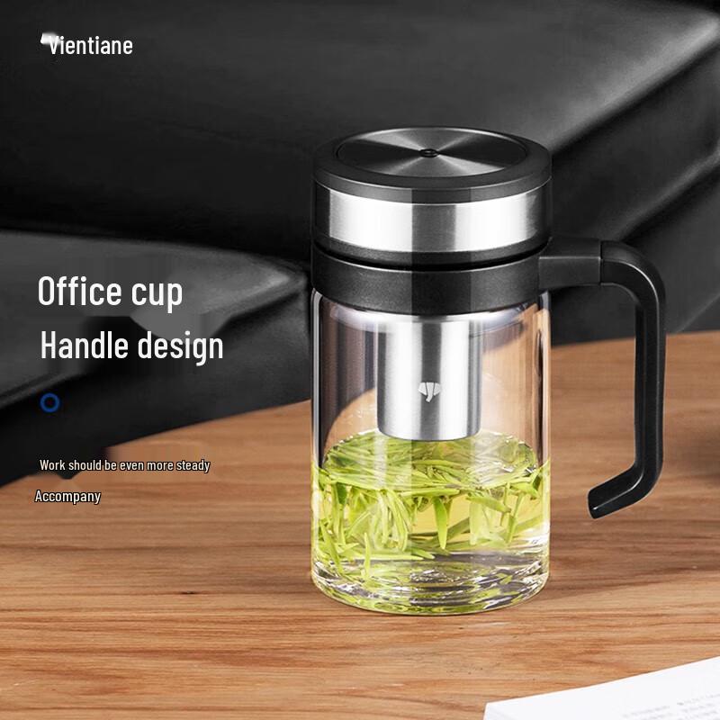 WANXIANG Large Capacity Glass Tea Mug with Handle