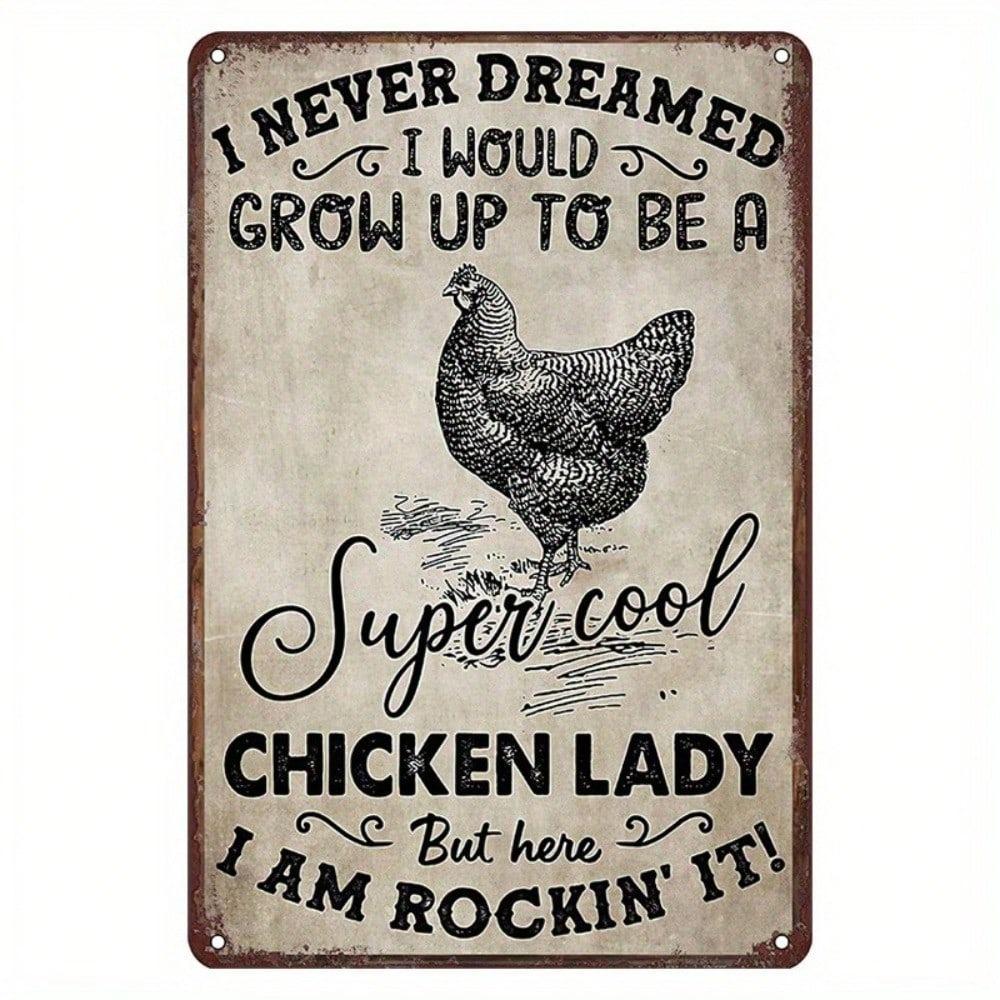 Vintage Chicken Tin Sign Retro Funny Kitchen Wall Art Decor 8x12 Inch