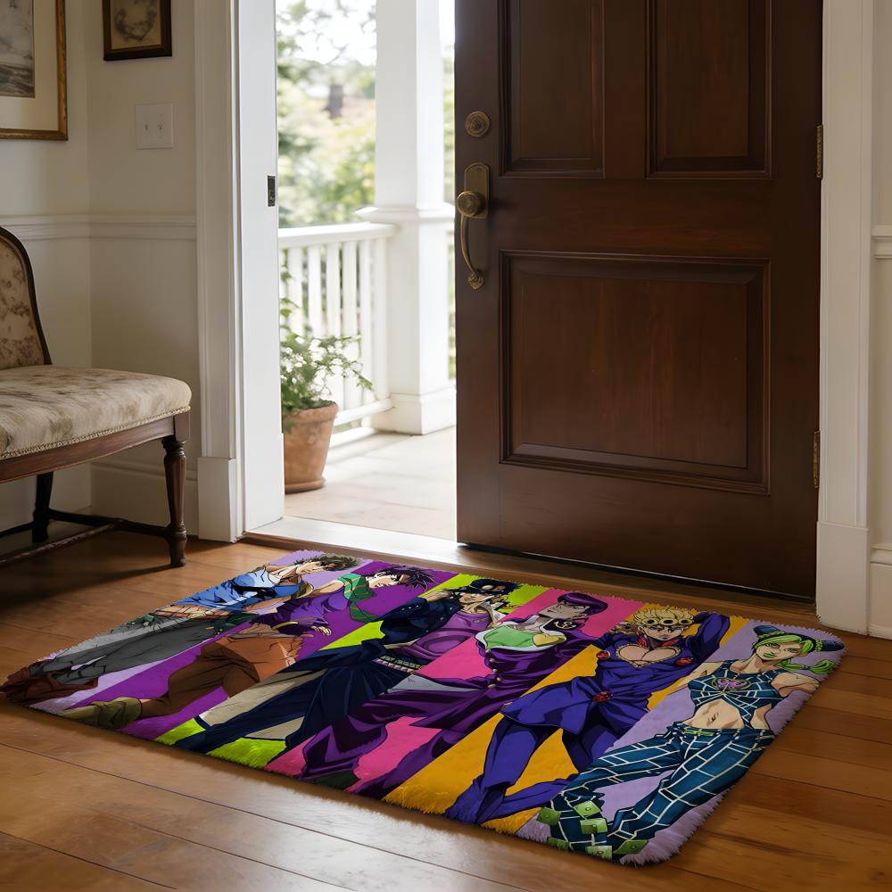 Fußmatte Weicher Flanellteppich Rutschfeste Saugfähige Matte für Badezimmer Schlafzimmer Heimdekoration Anime J JoJos Bizarre A Adventure