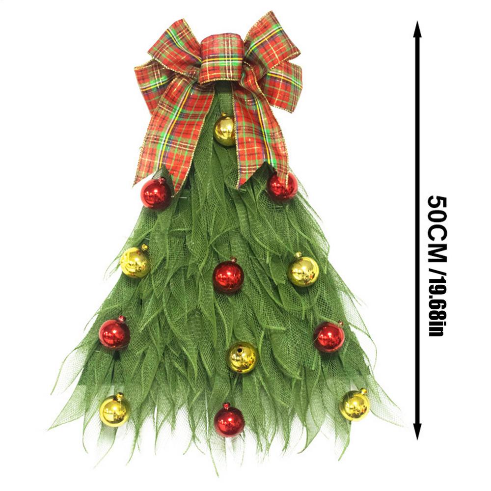 

Christmas Wreaths For Front Door Tree Shaped Bowknot Garland Artificial Garland Decoration Wreath For Wall Indoor Porch Garage
