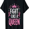 Kämpfe wie eine Königin Brustkrebsaufklärung Rosa Schleife Damen T-Shirt(1)