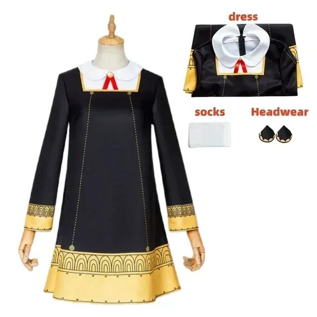 Halloween Anya Forger Cosplay Kostuum Anime Spy Family Peuter Kinderkleding Anya Cospla Kawaii Zwarte Jurk Feest S zwart