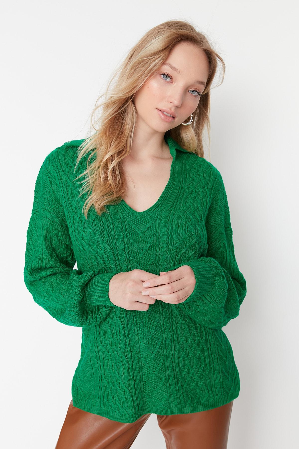 

Свитер - Зеленый - Классический крой