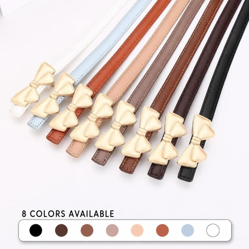 Bow Buckle Women's Belt Leather Bow Buckle Belt Fashion Waist Belt  Daily Outfits