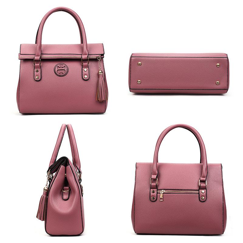 Cowhide Pattern Handbag, New Tassel Mother and Child Bag, Large Capacity, Premium Rivet Shoulder Bag, Messenger Bag, Fashionable Wallet.