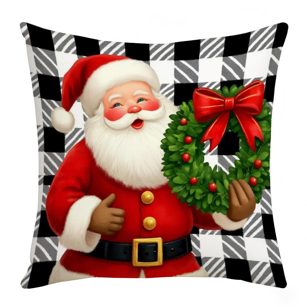 

New Santa Claus/Snowman Element Pillow Print Festive Festive Warm Decorative Sofa Lumbar Cushion Pillow 45 * 45 (excluding core)