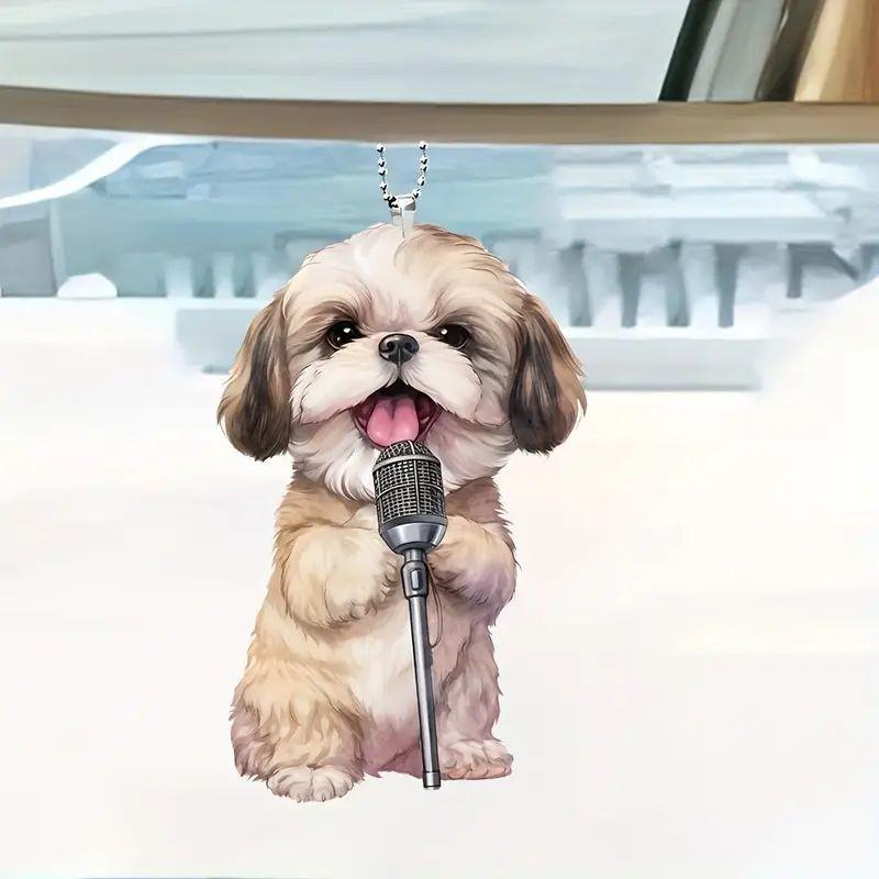 Delightful Acrylic 2d Cute Dog Car Decor Stylish Cartoon Design For Unique Interiors