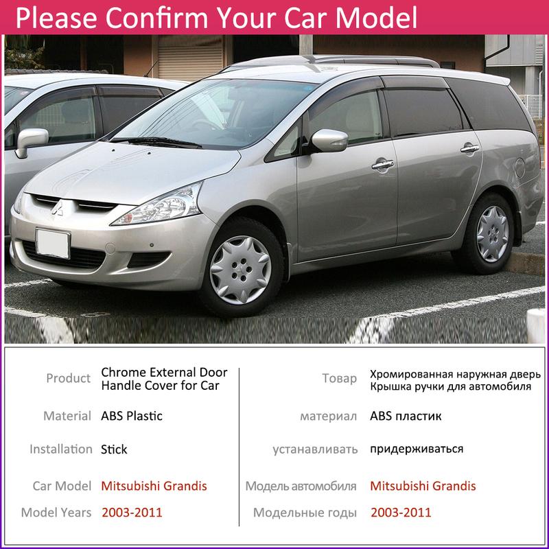 For Mitsubishi Grandis 2003~2011 Chrome Door Handle Cover Car Accessories Stickers Trim Set 2004 2005 2006 2007 2008 2009 2010