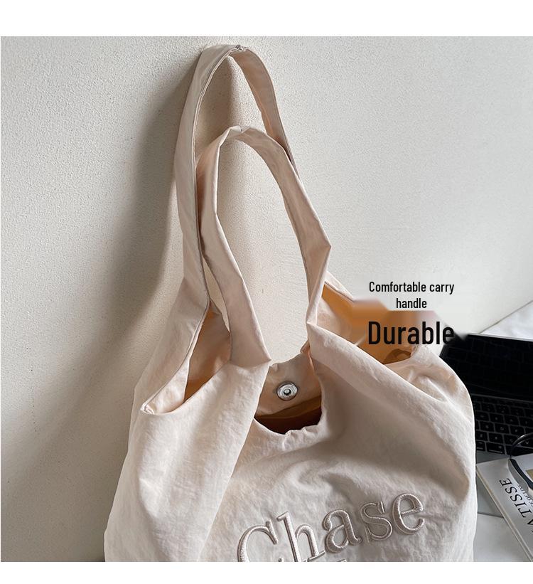 Bolsa Tote de Lona Bordada em Nylon Feminina 2025 - Bolsa de Ombro Único para Compras e Uso Diário