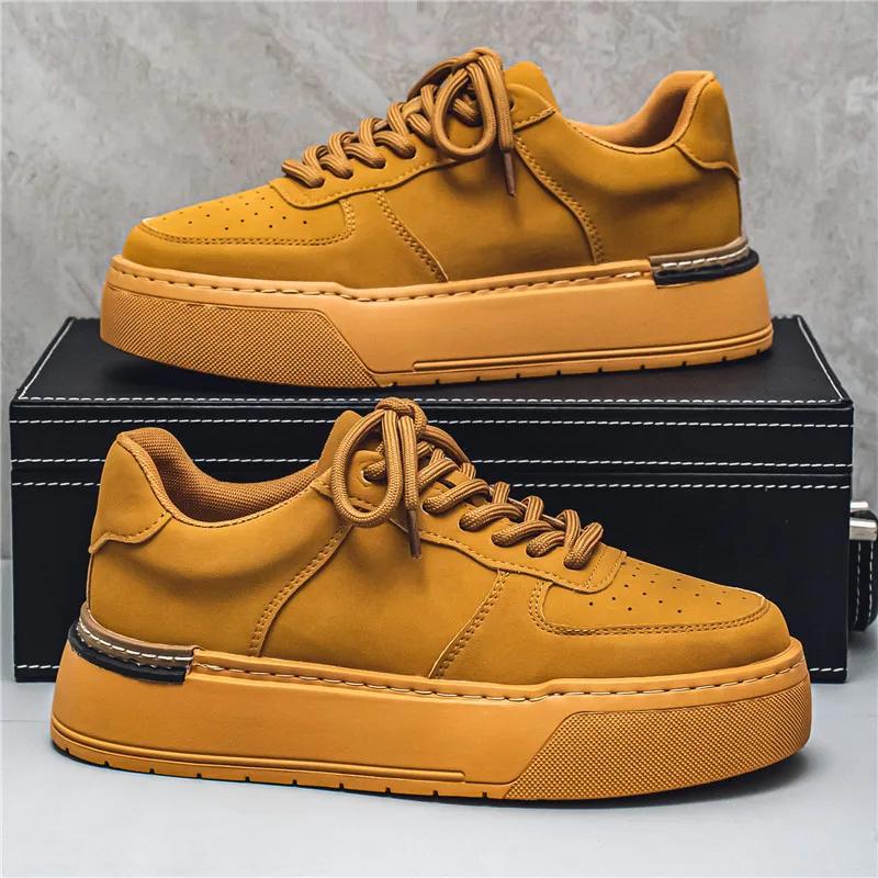 Sneaker Casual Herren Designer Weiße Board Schuhe Mode Mikrofaser Leder Stoff Obermaterial Höhe Erhöht Flache Plattform Sportschuhe