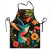 Colorful Hummingbird And Floral Pattern Apron For Cooking And Baking With Vibrant Design And Adjustable Straps