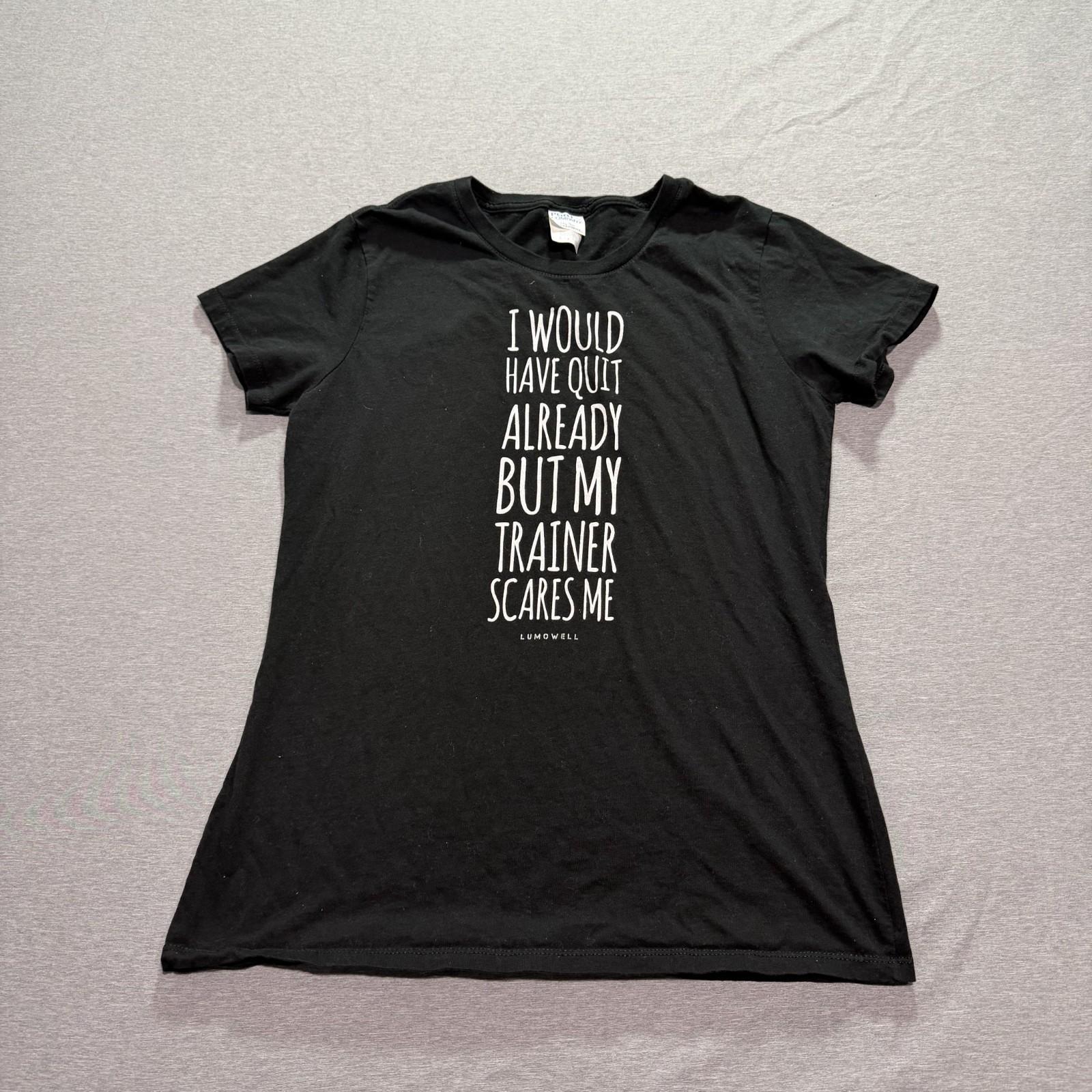 Women s T Shirt Small Graphic Print Humor Joke Funny Lounge Black Tee XL