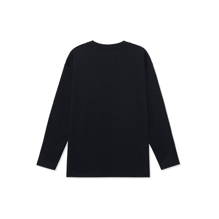 Li Ning Sports Basketball Series Round Neck Pullover Casual Loose Long Sleeve T-Shirt Men Tops Black AHSR943-1