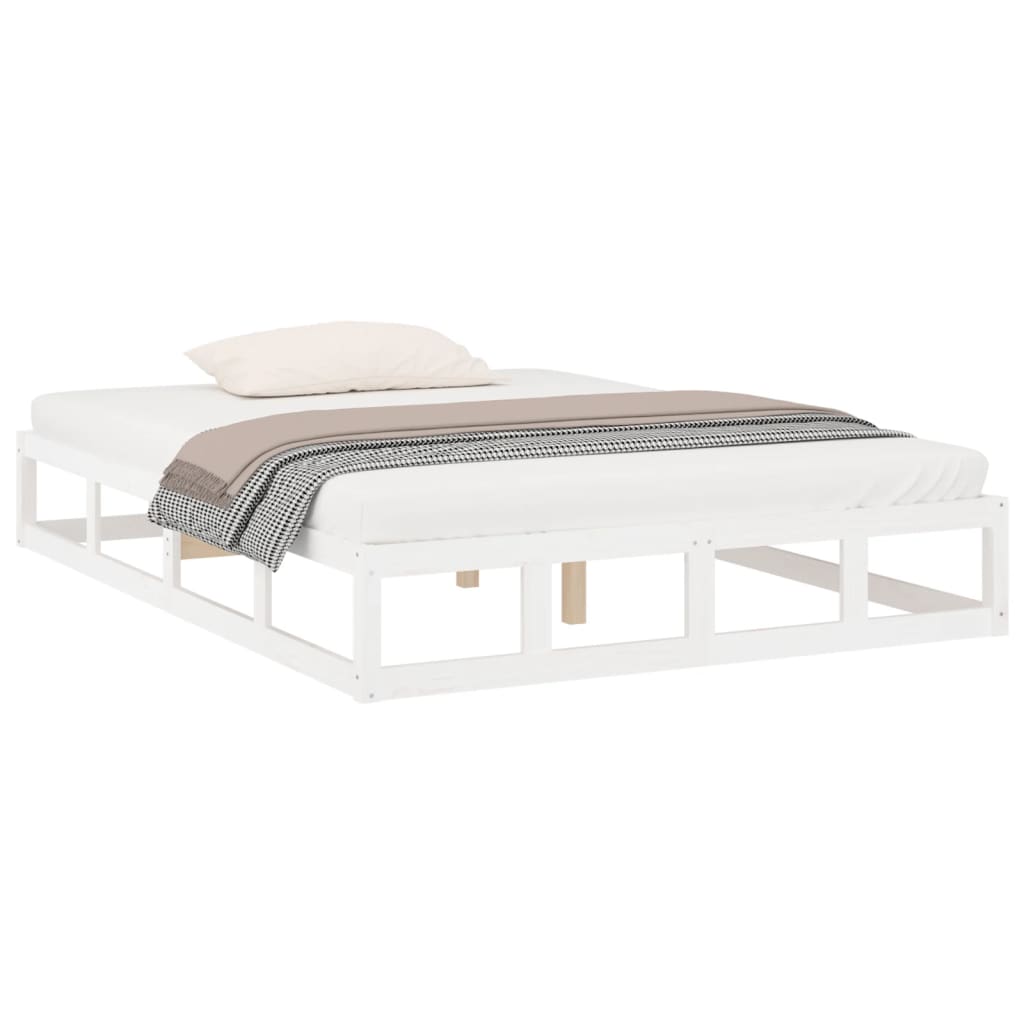 Solid Wood Bed White 150 x 200 cm