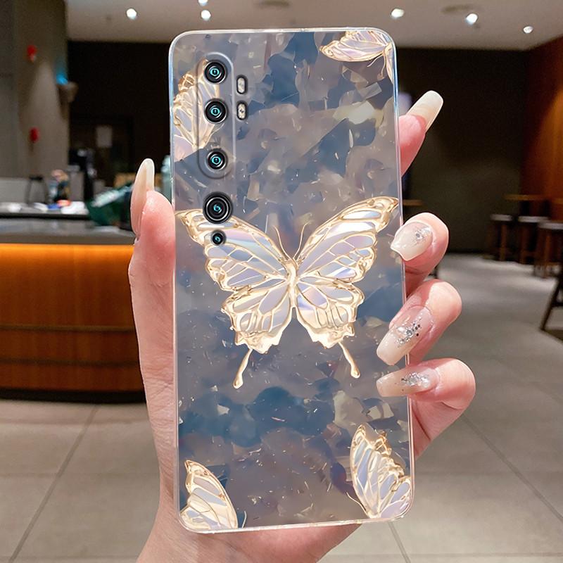 Phone Case For Xiaomi Mi cc9 Pro/Mi Note 10/Mi Note 10 Pro Butterfly Bow Protective Casing Transparent Soft Silicone TPU Cover