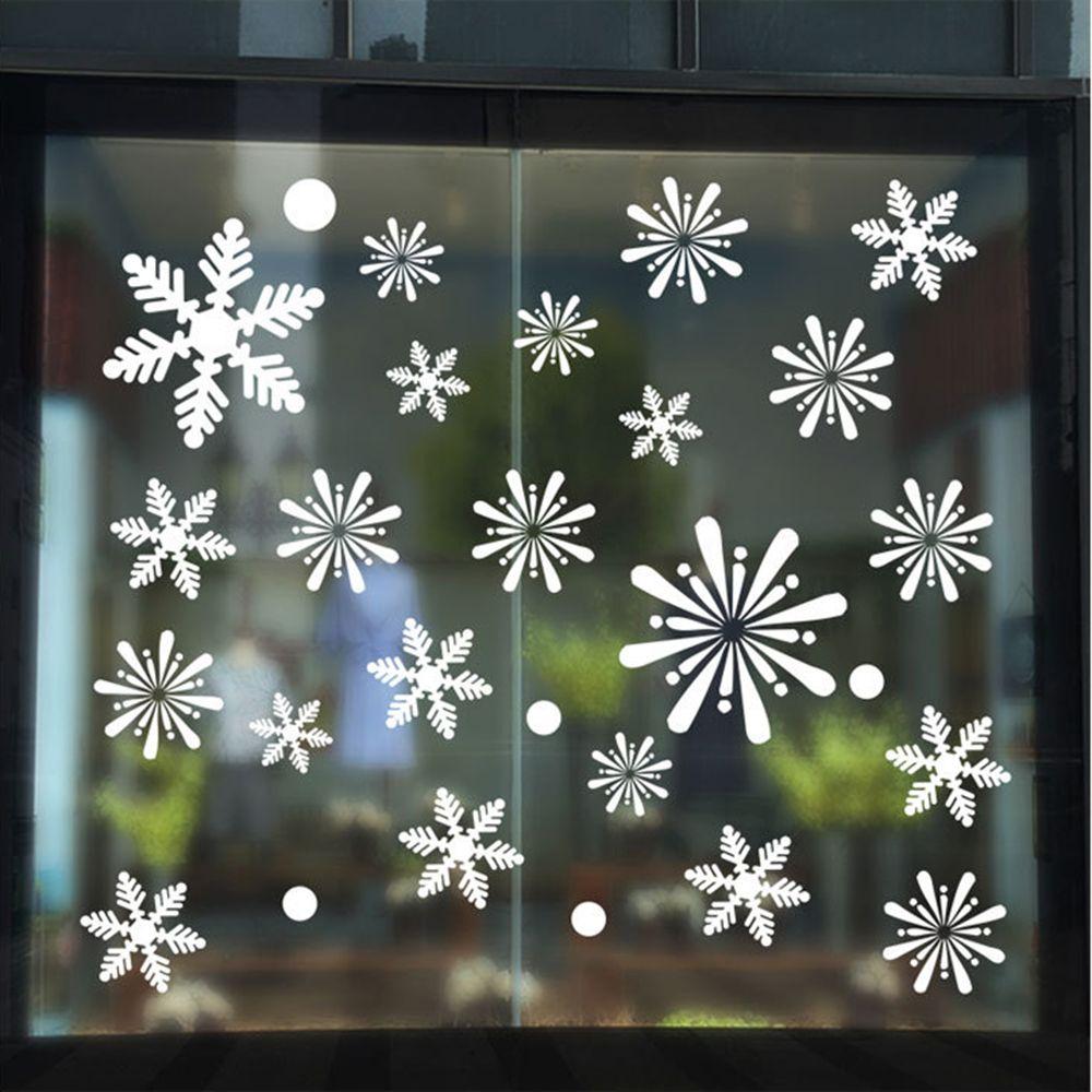 1 Set Vinyl Christmas Ornament  Wall  Stickers Wall Art Snow Flakes Decals Shopwindow Decor