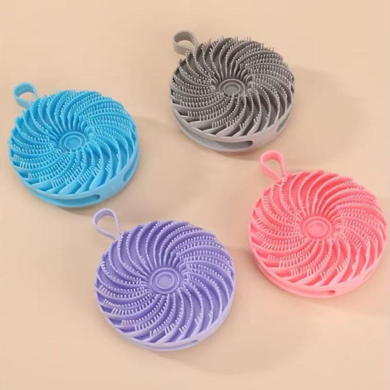 Silicone Body Scrubber Loofah Double-Sided Bath Brush,Shower Scrubber And Scalp Massager Shampoo Brush For Kids Women Men