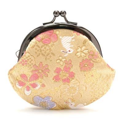 Kyoto Geibido Clasp Handcrafted by Japanese Made In Japan Flowers and Nishijin-ori 2.6-inch Wallet, Artisans, Pattern, (Beige, Rabbits)