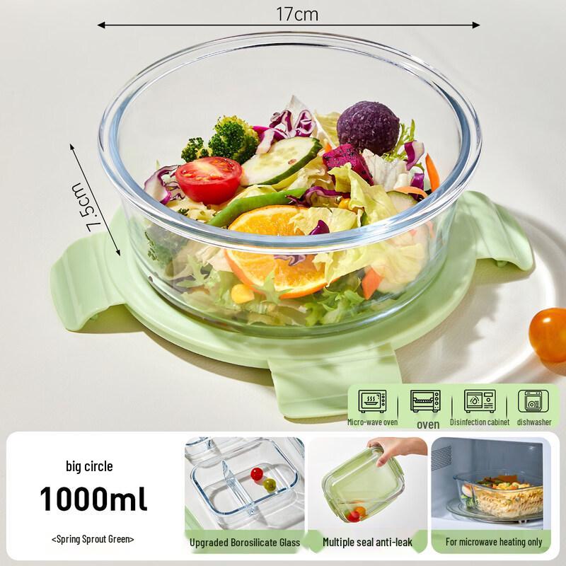 Microwave-Safe Divided Glass Lunch Box