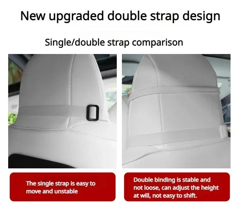 For Tesla Model 3/Y/X/S Car Seat Headrest Neck Pillow Headrest support High-quality leather Seat Protect Cover car accessories