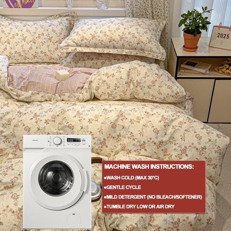 100% Cotton Luxury Floral Style Bedding Set 3 Piece, Duvet Cover Set 1 Duvet Cover 2 Pillowcase,Single/Double/200x200/220x240