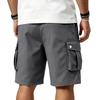 Men's Multi Pocket Cargo Shorts Elastic Waist Drawstring Loose Fit Casual Outdoor Work Shorts with Side Flap Pockets