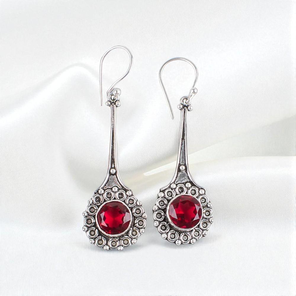 Pink Rubellite Gemstone 925 Sterling Silver Jewelry Handmade Hook Earrings 2.52" EE-77-11