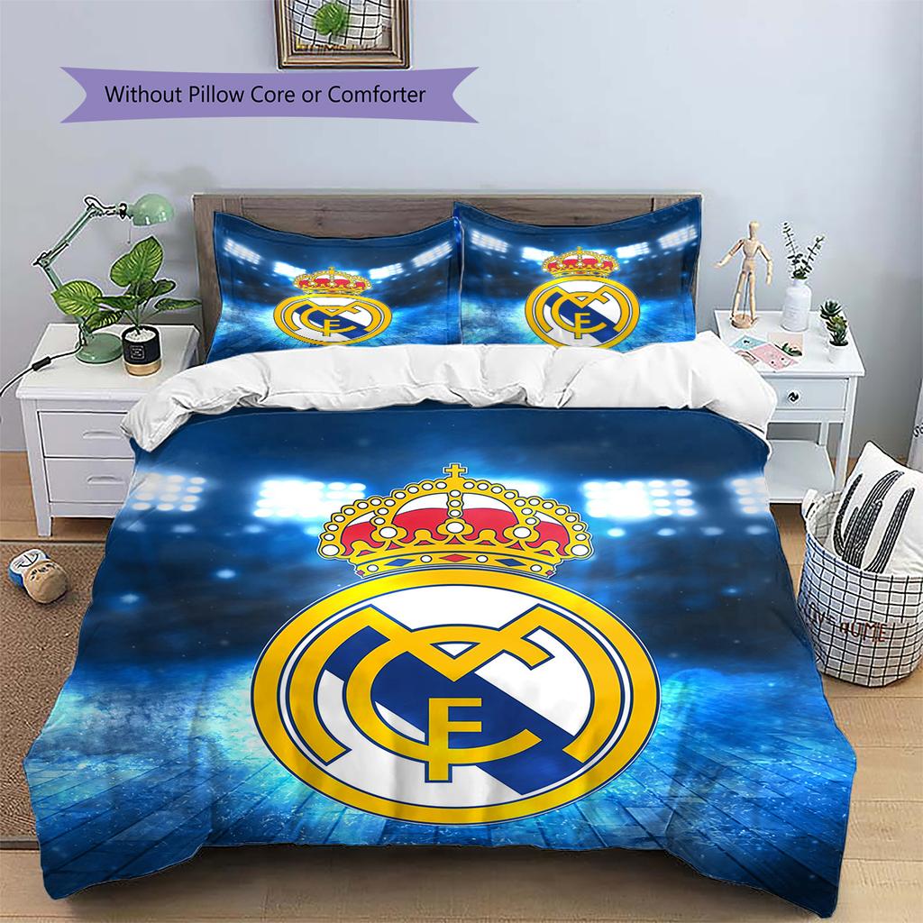 Madrid team Pattern Bedding Home Decoration Birthday Gift (1 * duvet cover + 2 * pillowcase, without core)