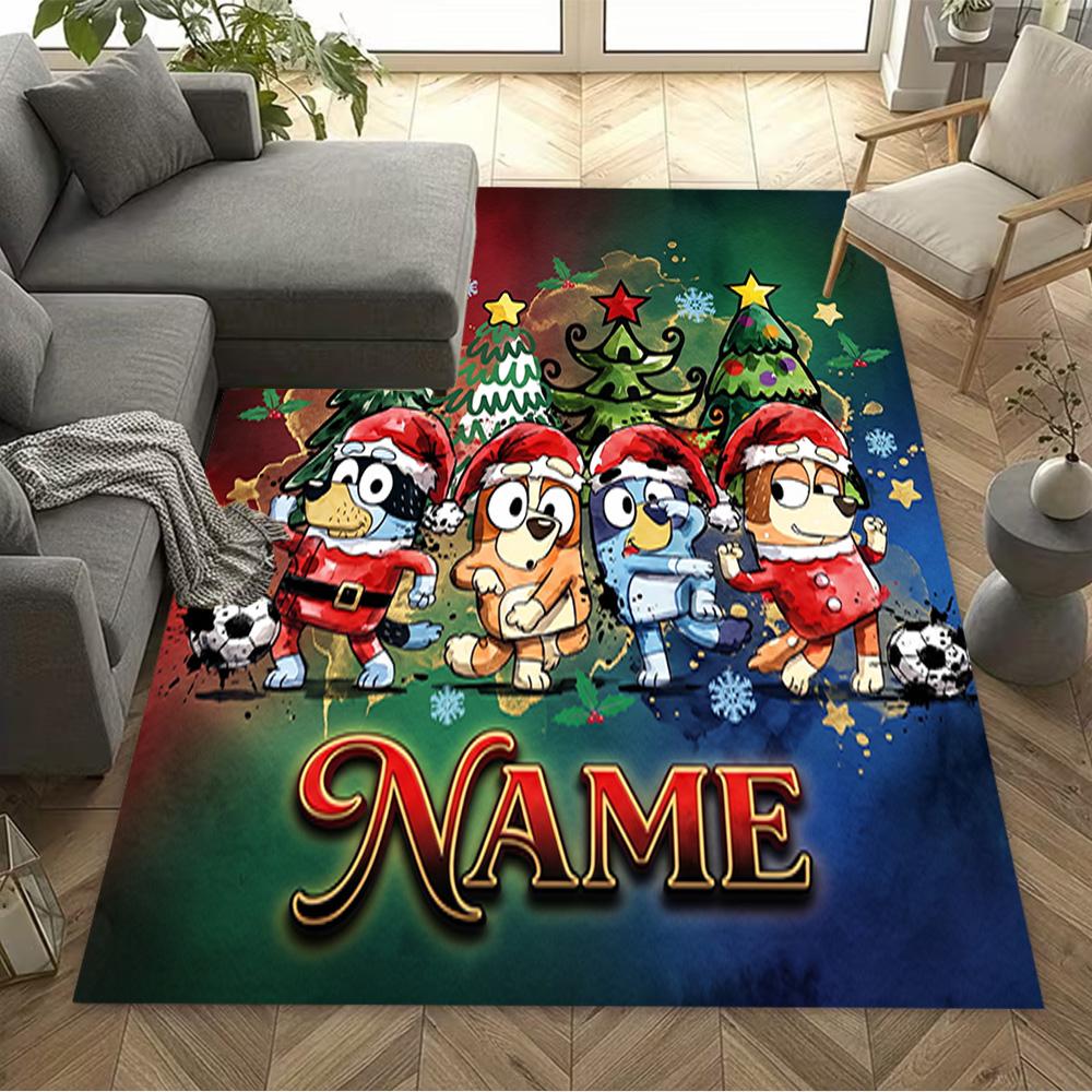 Soccer Friends Christmas Celebration Customize Your Name Carpet Design for Decorate room Hallway Kitchen Dining Room Antislip Carpet Anime Office Deco