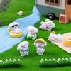 6 Piece Colorful Resins Dog Miniature Sculpture With Beach Theme Design Vacation Animal Statue Table Decoration Accent
