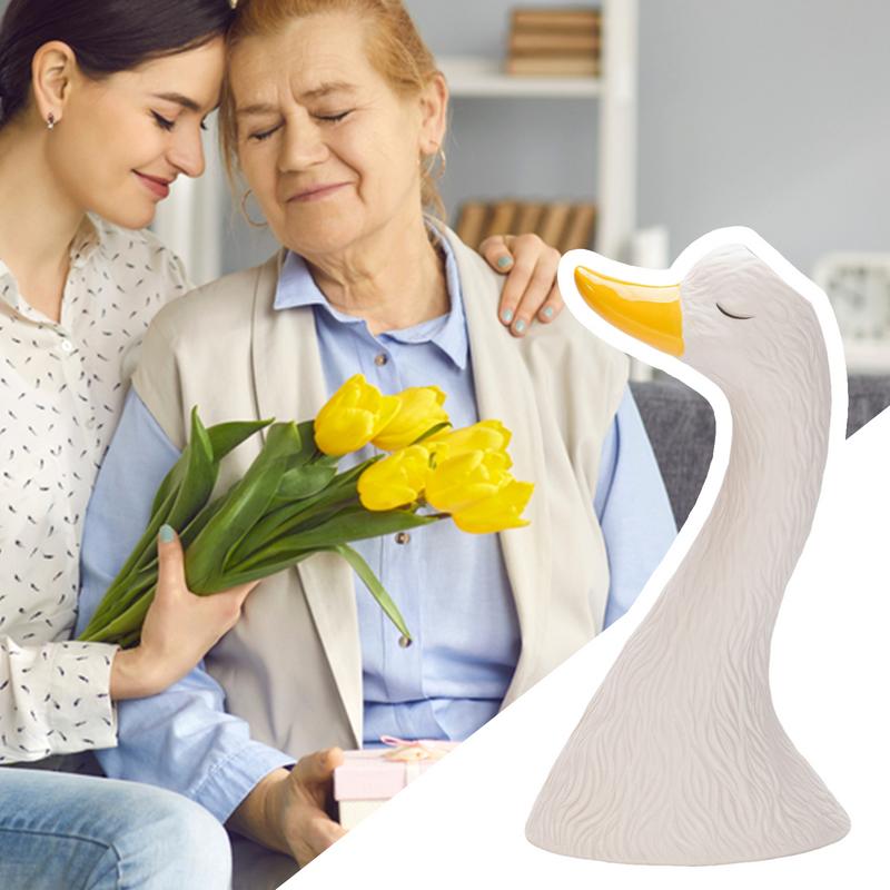 Decorative Vase White Cute Swan Figurine Planter Pot Home Bedroom Ornaments Ceramic Table Sculpture For Bathroom Living Room