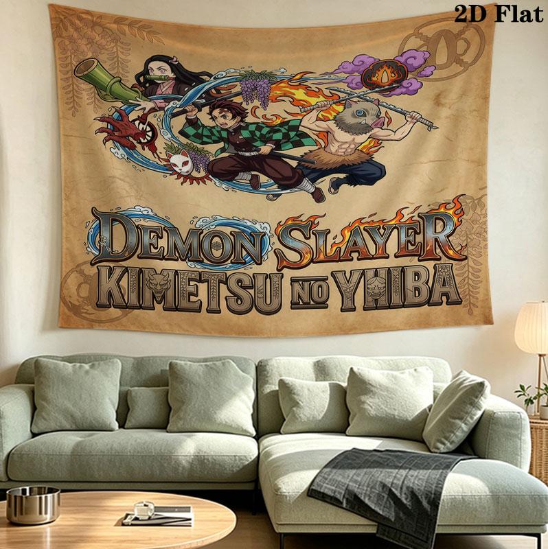 Arazzo da Parete Demon Slayer Appeso Estetico alla Parete Coperta in Tessuto Stampato Arazzi Decorativi per Camera da Letto Soggiorno Decorazione per la Casa