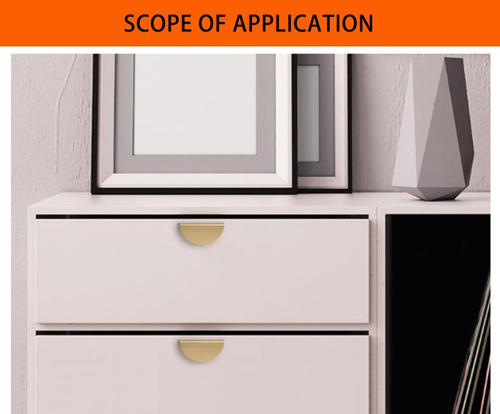 Modern Half Moon Furniture Cabinet Handle 64mm Brushed Gold Bedroom Kitchen Aluminium Handles