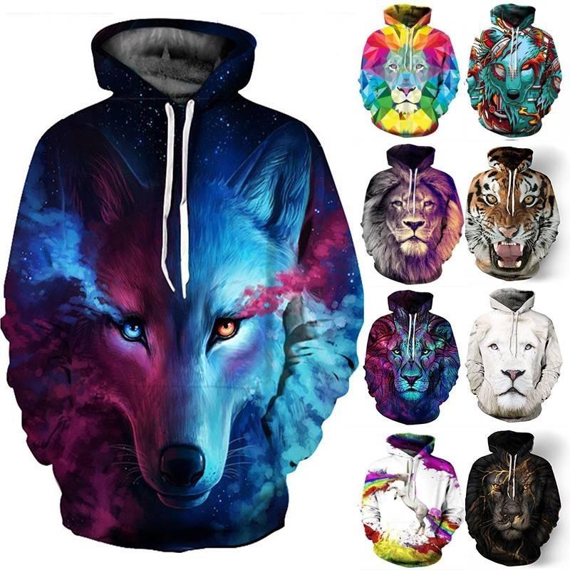 Vibrant Skull Print Digital Pullover Hoodie For Men Comfortable Loose Fit