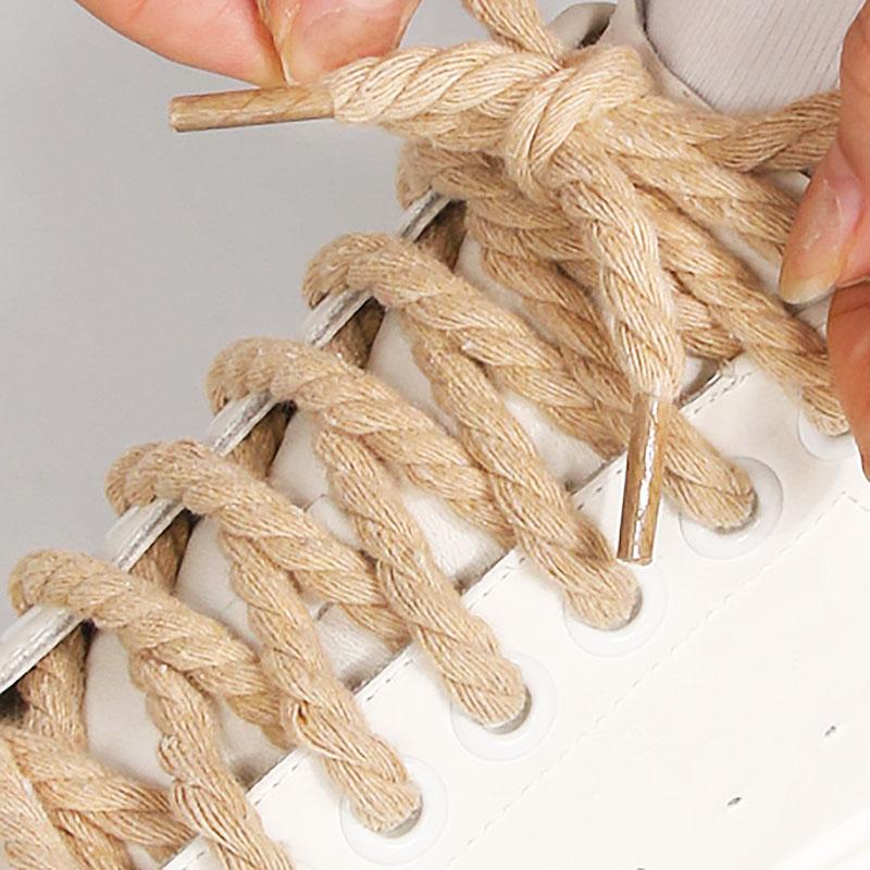 8MM Durable Cotton Shoelaces Replacement Laces for Shoes Round Thick Hemp Rope Shoe Laces Width 8MM Length 120CM Unisex