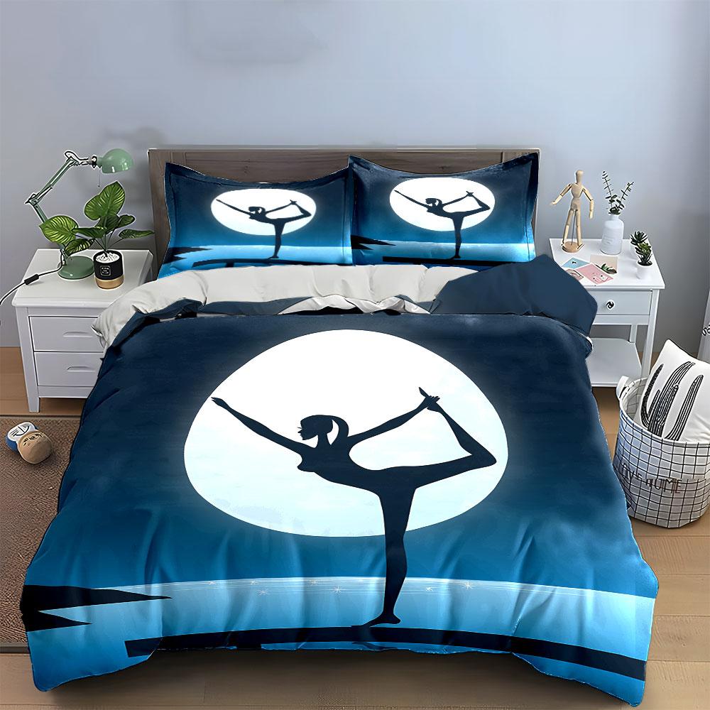 Yoga pose silhouette. Bedding sets Duvet cover sets Duvet covers Pillowcases(1*Duvet Cover 2*Pillowcases without duvet insert)
