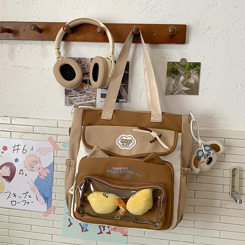 School Bag 2025 New Ins Cute High-value Large-capacity Make-up Bag Versatile Casual Lightweight Sweet Shoulder Bag