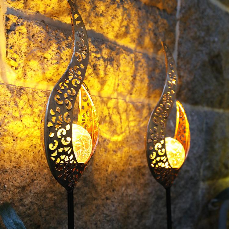 Solar Power Light Metal LED Ornament Landscape Light Outdoor Flame Effect Lawn Yard Garden Decor
