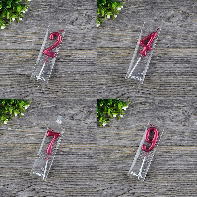 1 st Rött Vin Nummer Födelsedag Papper Tårtljus Barn Födelsedagsfest Bröllopstårta Ljus Favör Tillbehör Tårtdekorationer