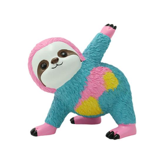 Colorful Yoga Sloth Statue Simulation Sloth Resin Figurine Sculpture Home Office Yoga Gym Desktop Decoration Ornament