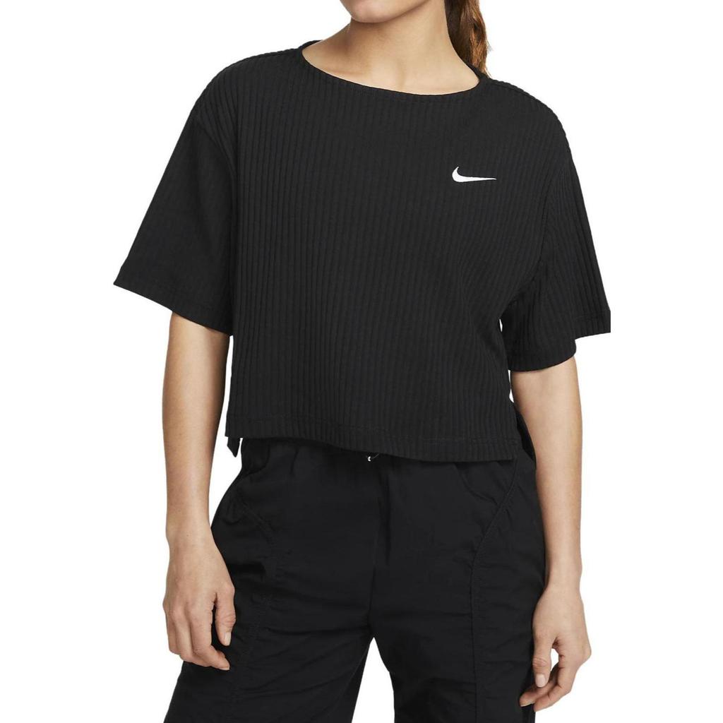 Nike Crop Tops Women's Black Crew Neck Moderate DV7871-010