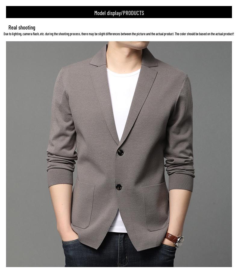 Men's Romon Knit Cardigan Coat, Trendy Spring & Autumn 2025 Outerwear Sweater Suit