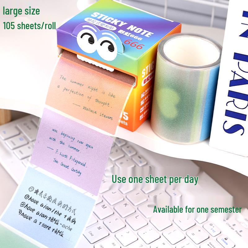 Gradient Retractable Dopamine Sticky Notes - Transparent Frosted, Pearlescent Material; No-Residue High-Value Memo Pads
