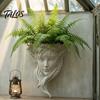Decorative Relief for Patio Fairy Face Shape Wall Planter, Girl Flower Pot, Mounted Indoor Outdoor Garden Ornament Resin Sculpture Vase Outdoor,