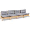 4 Seater Garden Sofa with Grey Cushions Solid Pine Wood