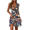 Ladies Casual Fashion V-Neck Sleeveless  Print Dress