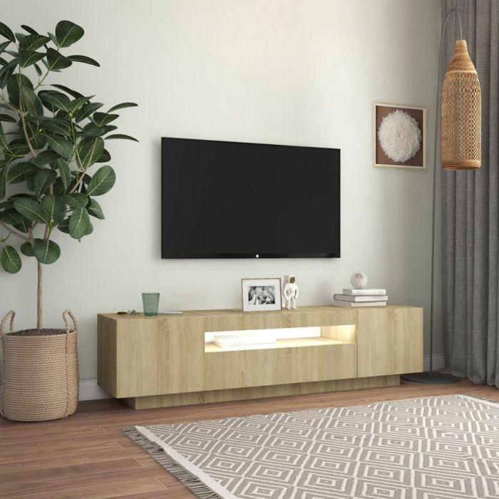 VidaXL Meuble TV avec Lumières LED, Armoire de Télévision, Meuble Télé de Salon, Armoire Basse Salle de Séjour Intérieur, 804430