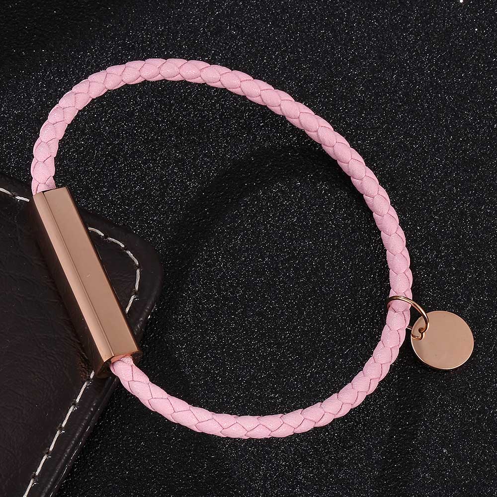 Mode Rosa Lederarmband Damen Armband Armreif Magnetverschluss Anhänger Damen Schmuck Geschenk