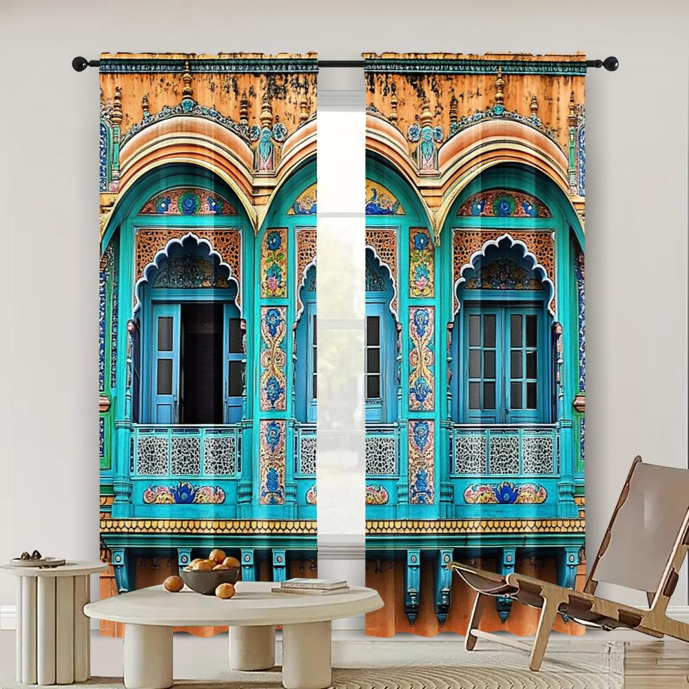 2-teilig, Fenstervorhänge Indien Mysore Palast Hintergrund Hinduistische Historische Architektur Indischer Königspalast Fotohintergrund