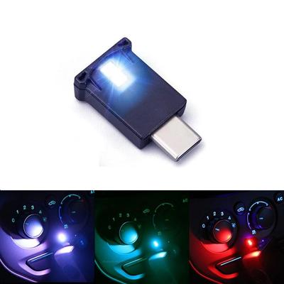 Światło otoczenia USB TYPE-C, Światło atmosferyczne LED, Oświetlenie, 8 kolorów, Wielofunkcyjne, Przełączalne, Konsola samochodowa,